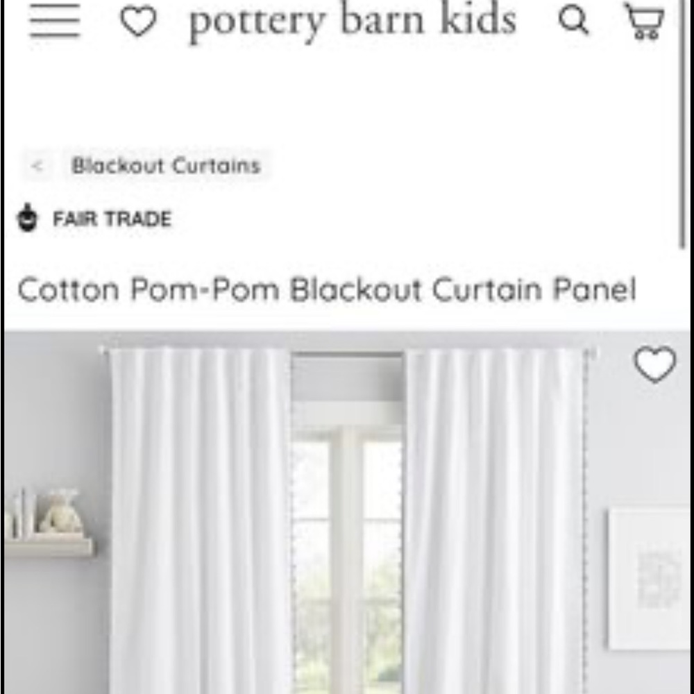 Pottery Barn Kids Pom Pom gold black out curtain panel